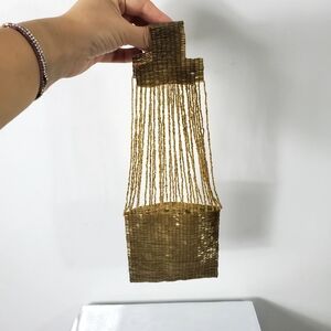 Beaded Trim Gold Fringe Handbag